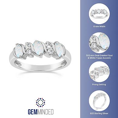 Gemminded Sterling Silver Lab-Created White Opal & White Topaz 3-Stone Ring