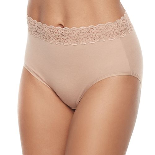 Vanity Fair Flattering Lace Cotton Stretch Brief Panty 13396
