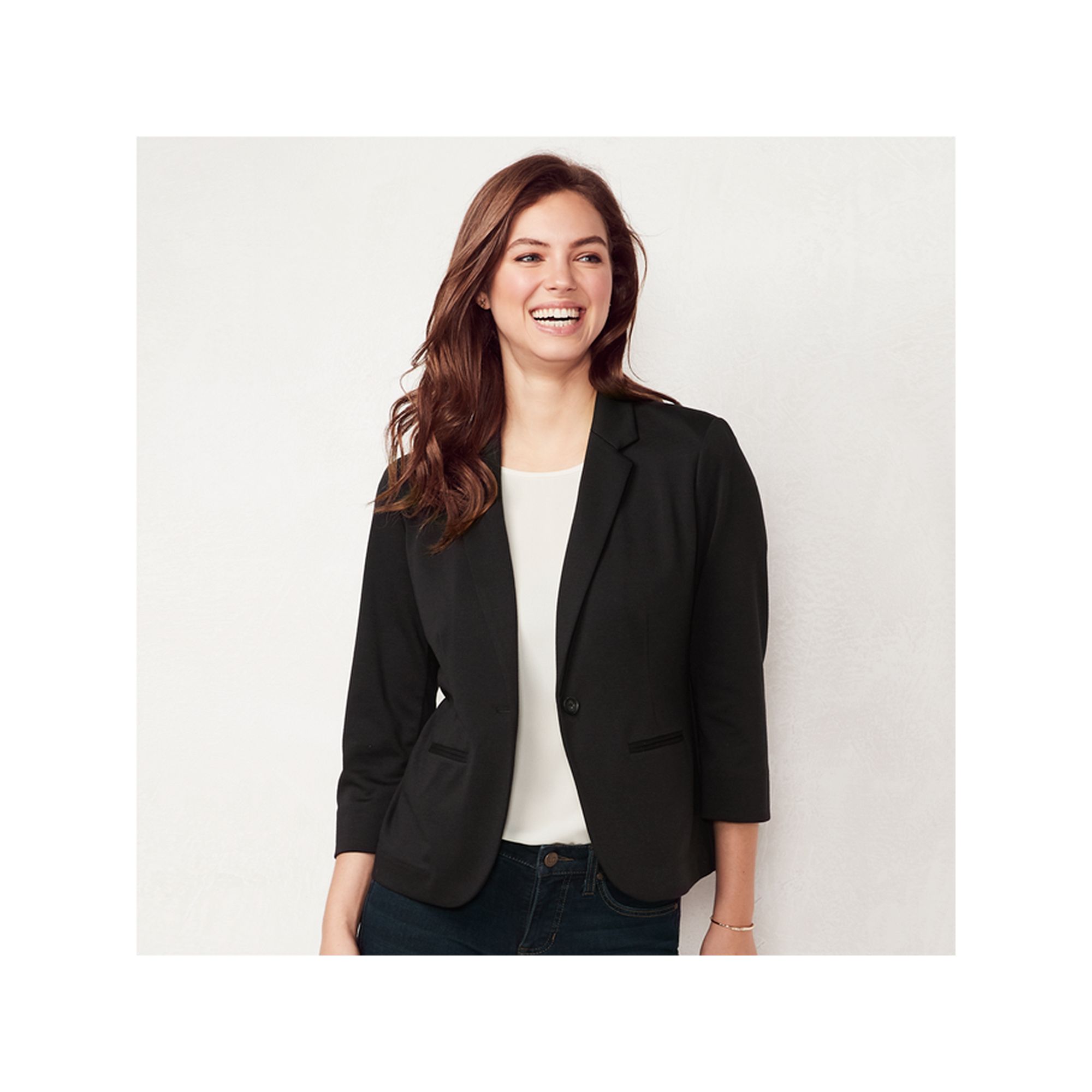 Womens LC Lauren Conrad Fitted Blazer, Size: Large, Dull Black