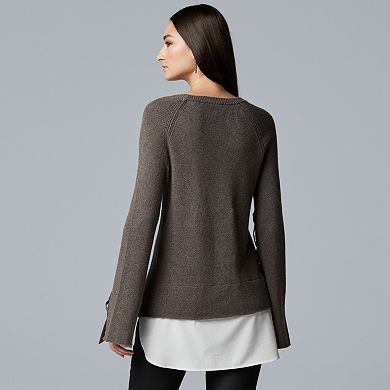 Women's Simply Vera Vera Wang Mock-Layer Bell Sleeve Sweater