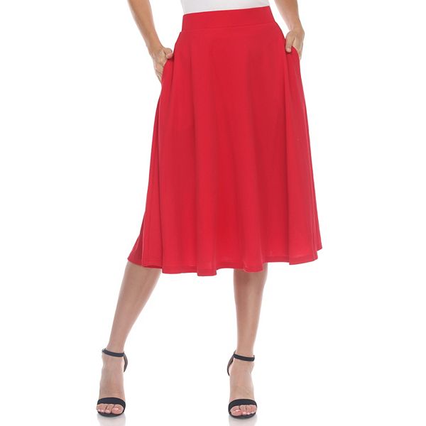 Women's White Mark Midi Skirt