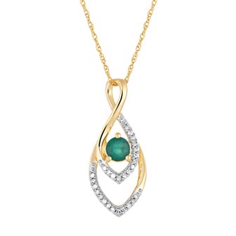 10k Gold Emerald & Diamond Accent Pendant Necklace
