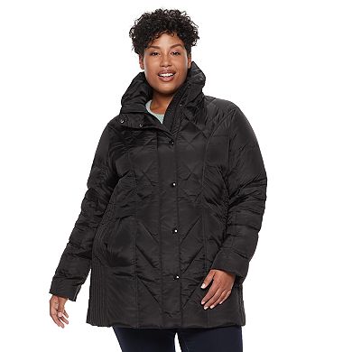 Plus Size TOWER by London Fog Hooded Faux-Fur Down Puffer Coat