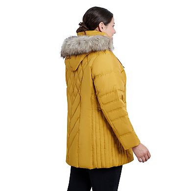 Plus Size TOWER by London Fog Hooded Faux-Fur Down Puffer Coat