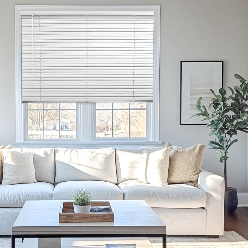 CHICOLOGY Cordless 1-Inch Vinyl Mini Blinds  Gloss White (Room Darkening) 46 W X 60 H
