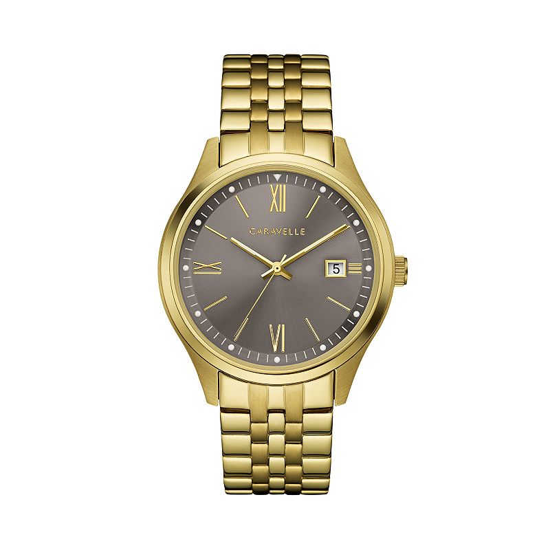 Caravelle Mens Stainless Steel Watch - 44B122, Size: Small, Yellow