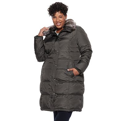 Plus Size TOWER by London Fog Faux-Fur Collar Down Puffer Coat