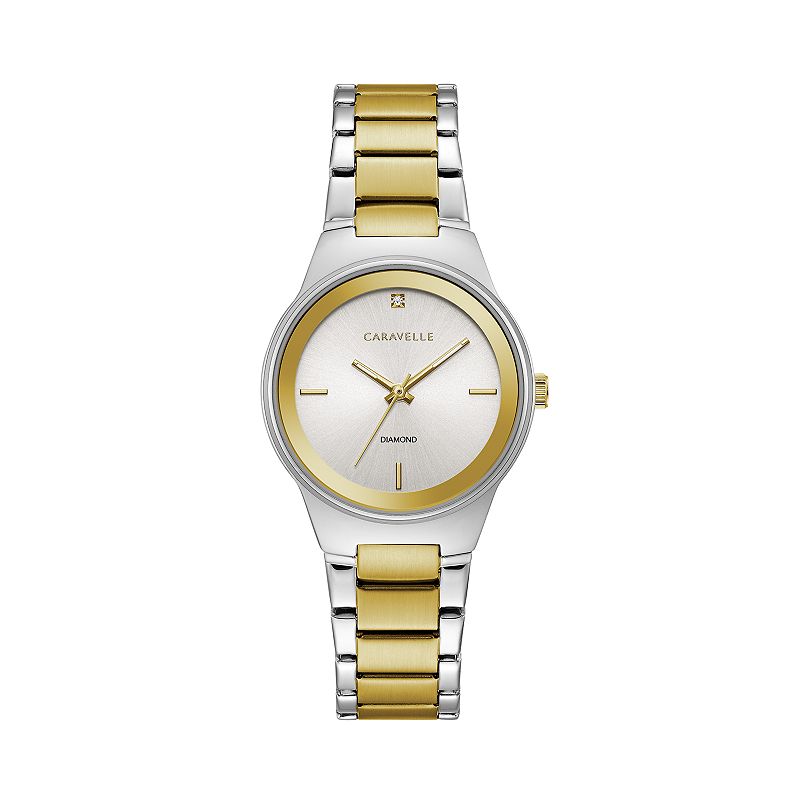 Caravelle Womens Diamond Accent Two Tone Stainless Steel Watch - 45P108, S
