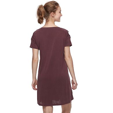 Juniors' Mudd® Lace-Up Shoulder Dress