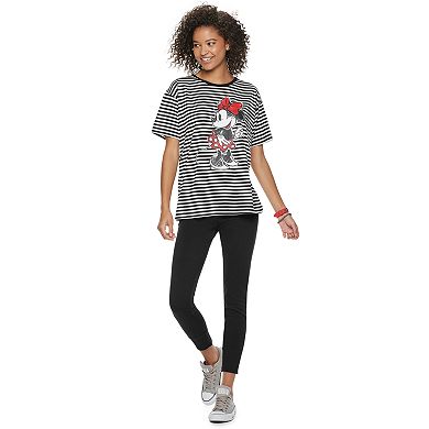 Disney's Mickey Mouse 90th Anniversary Juniors' Minnie Mouse Striped Ringer Tee