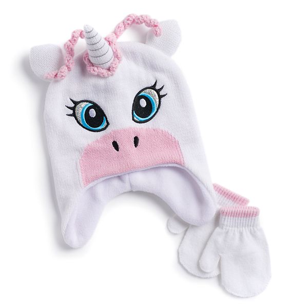 Toddler Girl Unicorn Hat Mittens Set - pink unicorn hat roblox