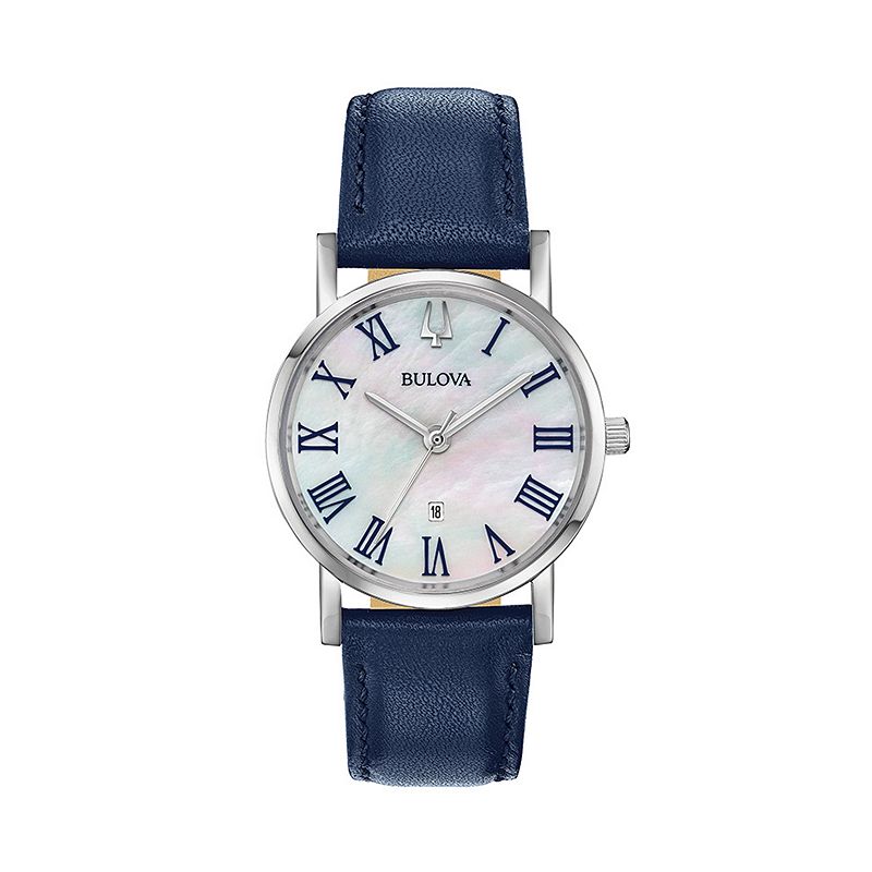 Bulova Women's Classic Slim-Profile Leather Watch - 96M146, Size: Medium, Blue
