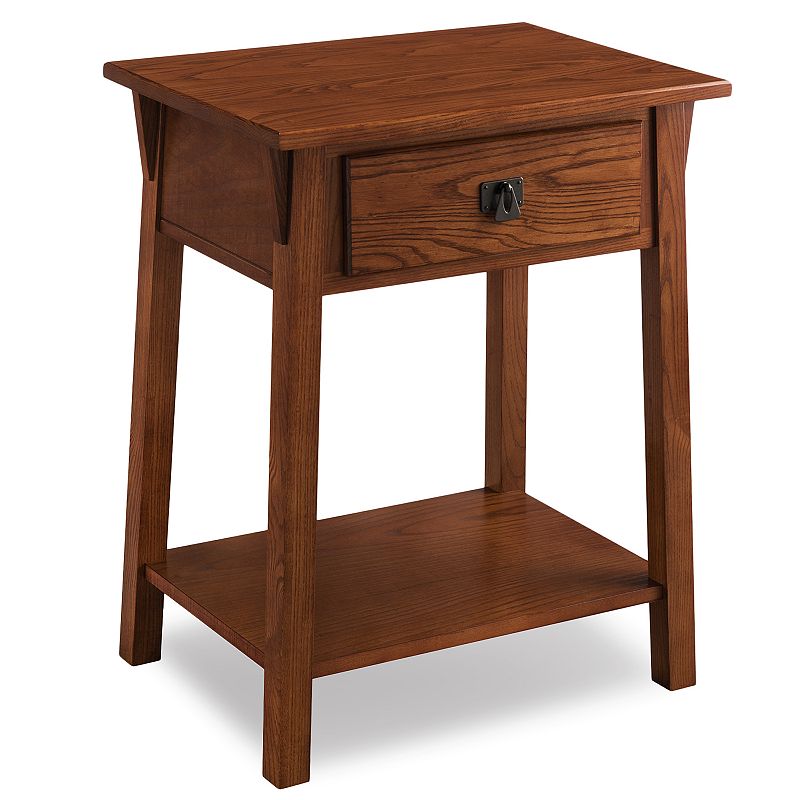 Nightstand Brown - Leick Home: Solid Wood, Mission Style, 28" High, with Drawer, 31 lbs