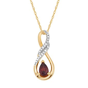 10k Gold Garnet & Diamond Accent Infinity Wrap Pendant