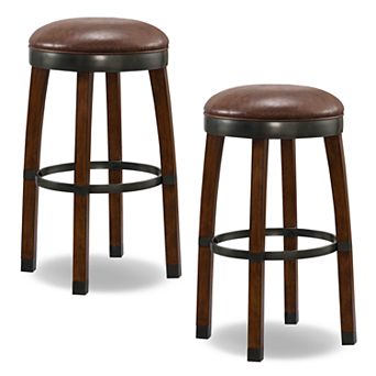 Leick Home Sienna Cask Faux Leather Bar Stool 2 pc Set