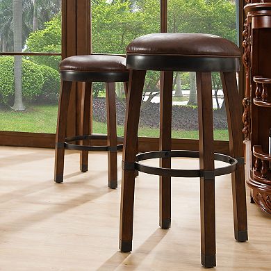 Leick Home Sienna Cask Faux Leather Bar Stool 2-piece Set