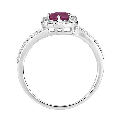 10k White Gold Ruby & 1/5 Carat T.W. Diamond Ring