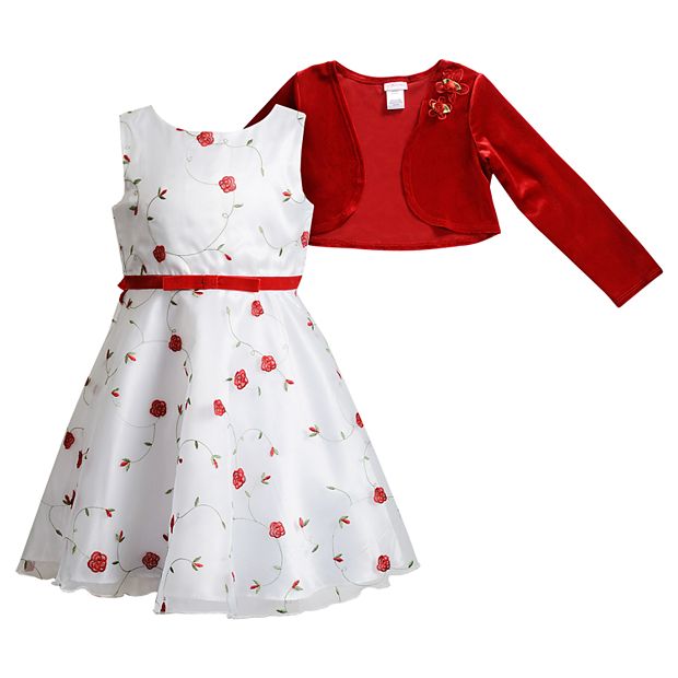 Baby Floral Velvet Dress Red