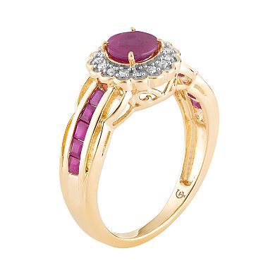 10k Gold Ruby & 1/8 Carat T.W. Diamond Tiered Flower Ring