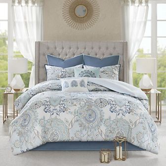 Madison Park Loleta 8 pc Reversible Comforter Set with Throw Pillows