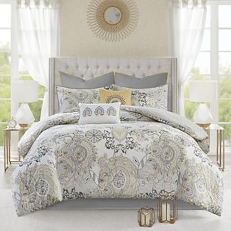 Madison Park Loleta 8 pc Reversible Comforter Set with Throw Pillows