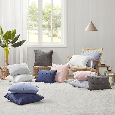 Madison Park Maize Cotton Jacquard Pom Pom Throw Pillow
