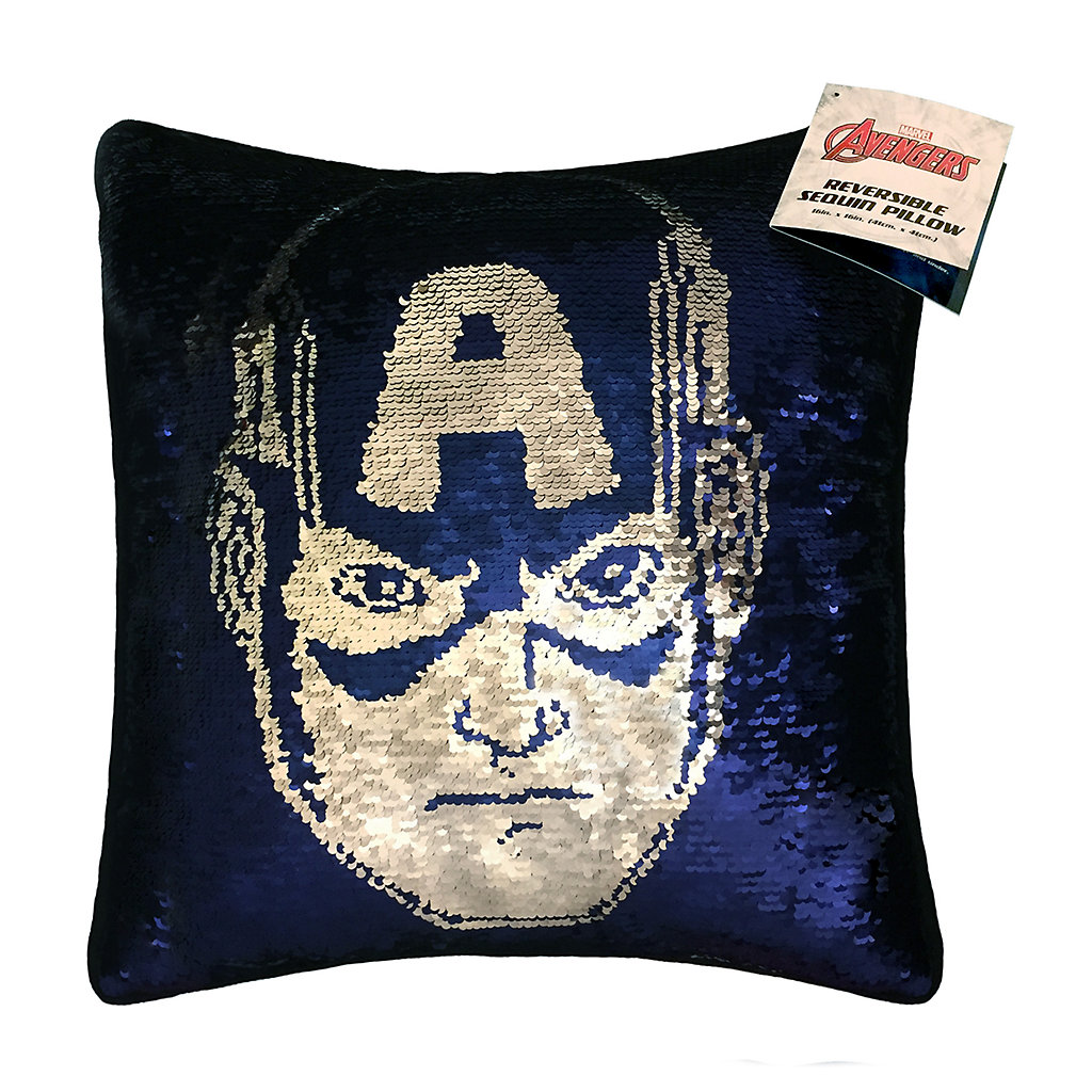 Iron Man Captain America Marvel Avengers Endgame Sequin Pillow 16” Reversible 