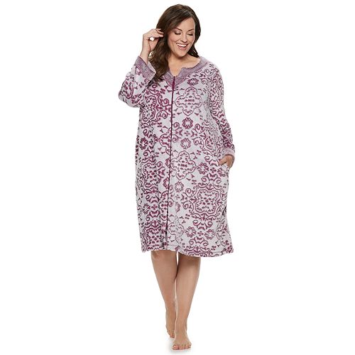 Plus Size Croft & Barrow® Paisley Plush Zip Robe