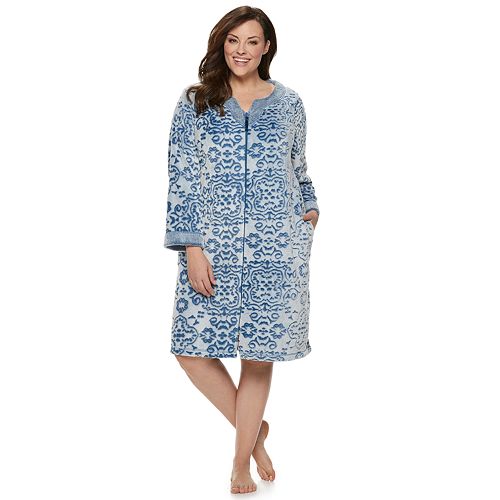 Plus Size Croft & Barrow® Paisley Plush Zip Robe