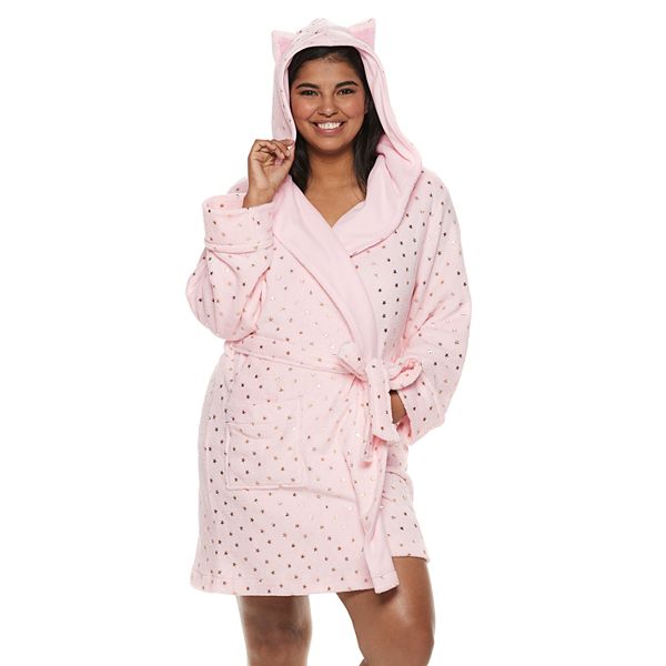 Plus Size SO® Plush Cat Short Robe