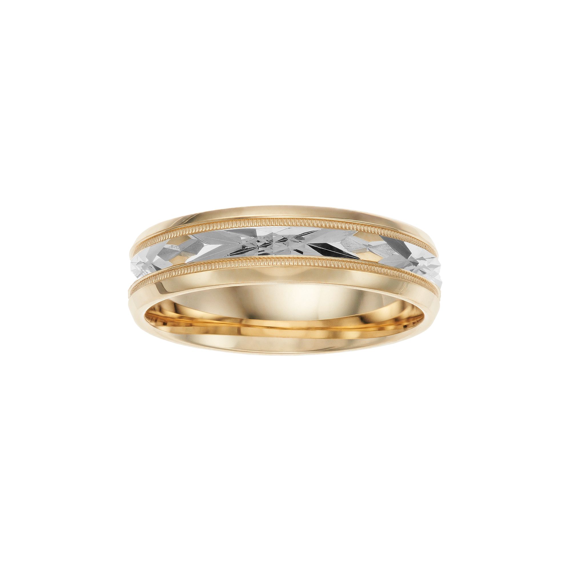 AXL 14k Gold Beveled Engraved Inlay Wedding Band, Womens, Size: 8.50, Yell