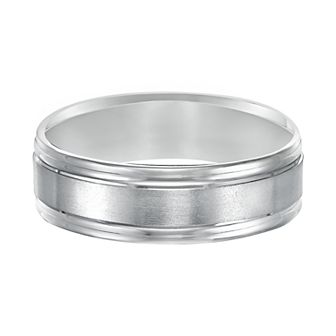 Men's AXL 14k White Gold Satin Band Wedding Ring
