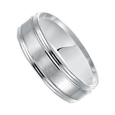 Men's AXL 14k White Gold Satin Band Wedding Ring