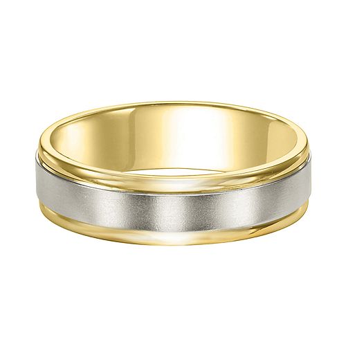 Men's Two Tone 14k Gold Satin Band Wedding Ring