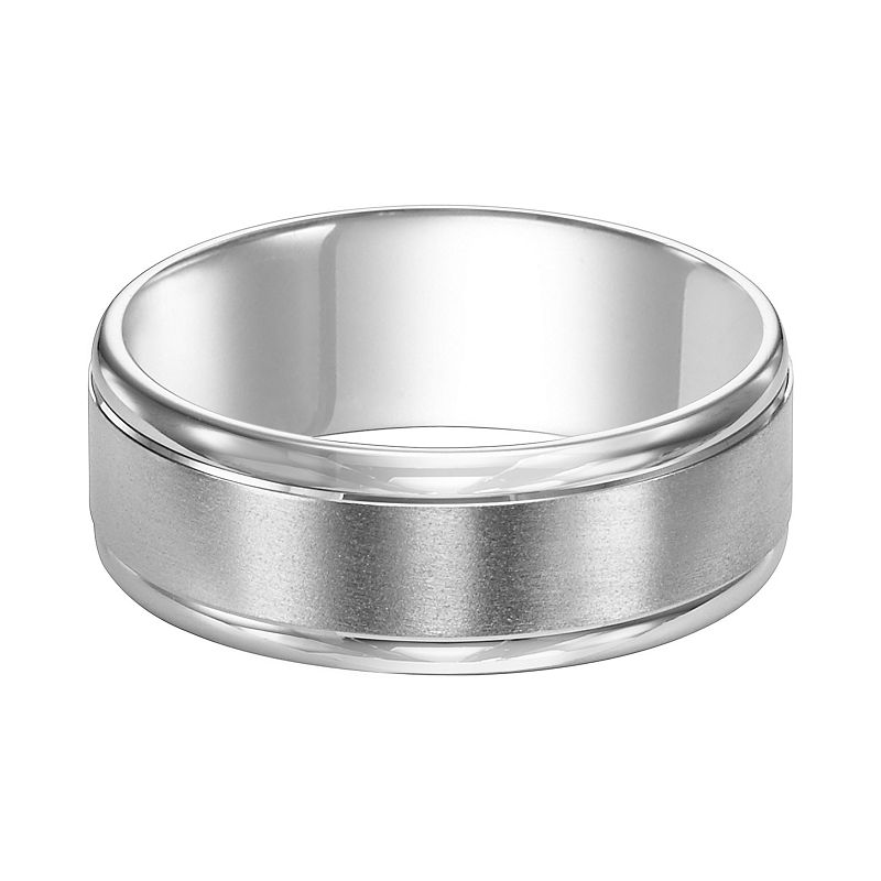 Mens AXL 14k White Gold Brushed Band Wedding Ring, Size: 8.50