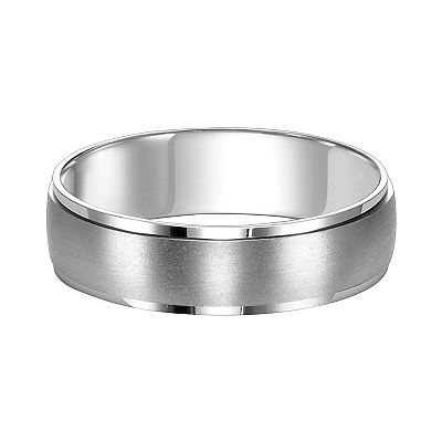 Men s AXL 14k White Gold Flat Edge Wedding Band