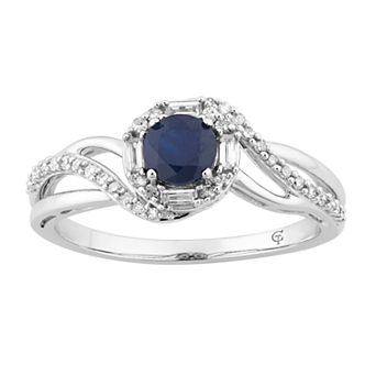 LOVEABLES 10k White Gold Sapphire & 1/4 Carat T.W. Diamond Swirl Ring