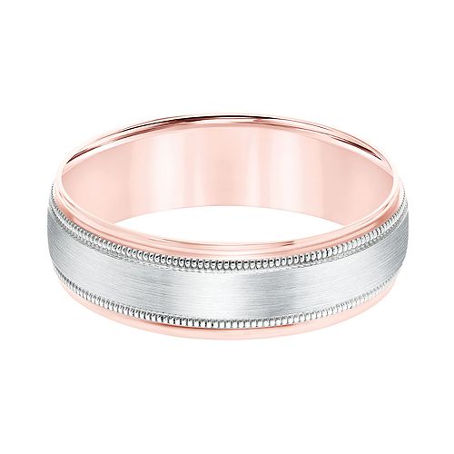 Men's Two Tone 14k Gold Milgrain Wedding Band