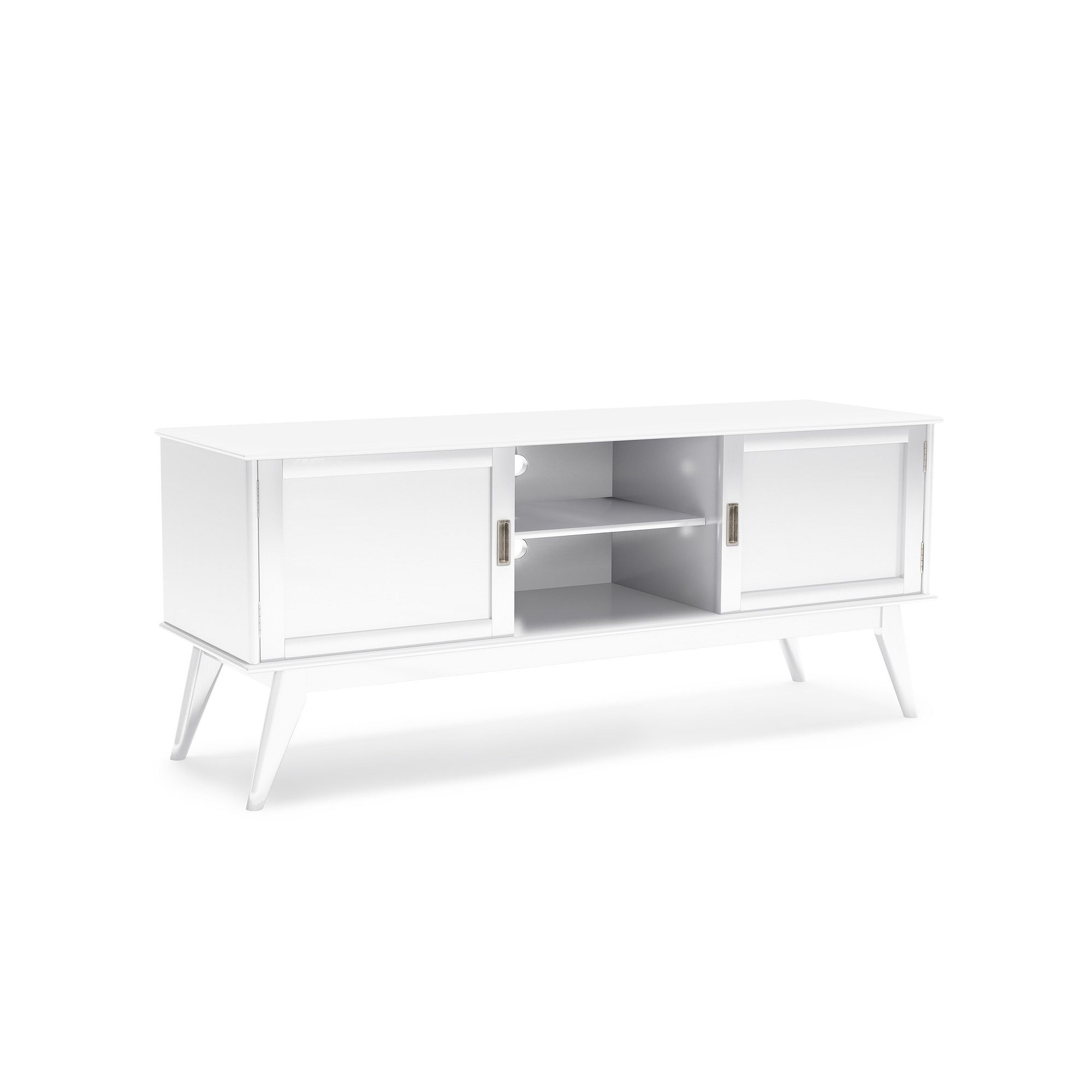Simpli Home Draper Mid-Century TV Stand, White