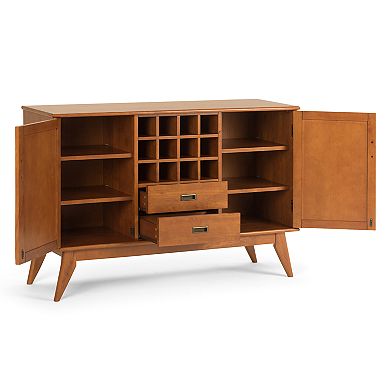 Simpli Home Draper Mid Century Sideboard Buffet Table & Wine Rack