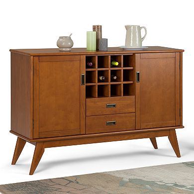 Simpli Home Draper Mid Century Sideboard Buffet Table & Wine Rack