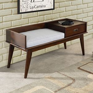 Simpli Home Dakota Basket Entryway Storage Bench