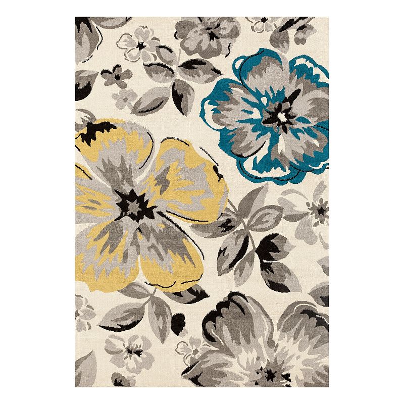 World Rug Gallery Modern Floral Design Cream 6 6  Round Rug
