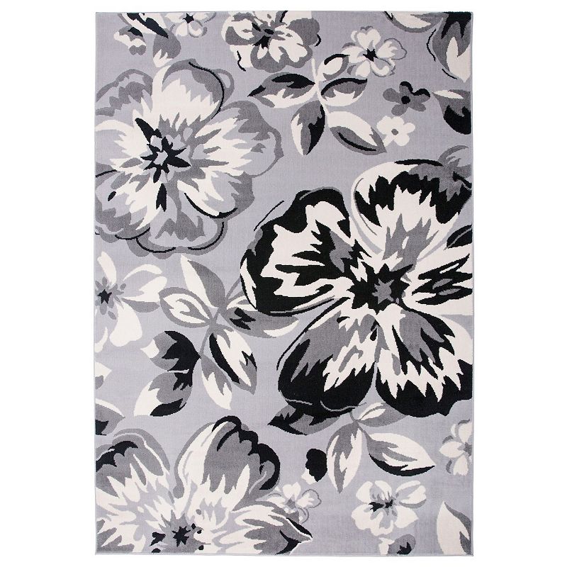 World Rug Gallery Newport Modern Floral Area Rug, Med Grey, 7.5X9.5 Ft