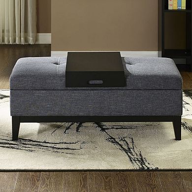 Simpli Home Oregon 2-piece Storage Ottoman and Tray Set