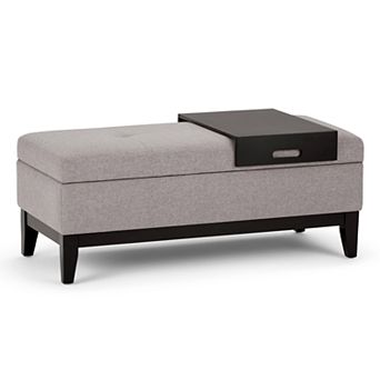Simpli Home Oregon 2 pc Storage Ottoman and Tray Set