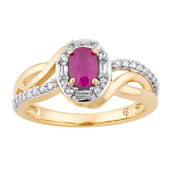 LOVEABLES 10k Gold Ruby & 1/4 Carat T.W. Diamond Swirl Ring