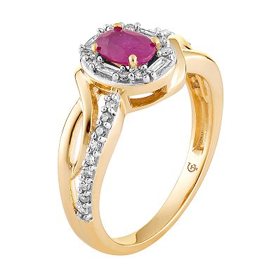 10k Gold Ruby & 1/4 Carat T.W. Diamond Swirl Ring