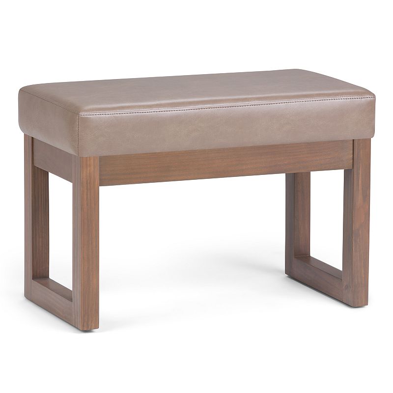 Simpli Home Milltown Contemporary Footrest Ottoman, Grey Faux Leather