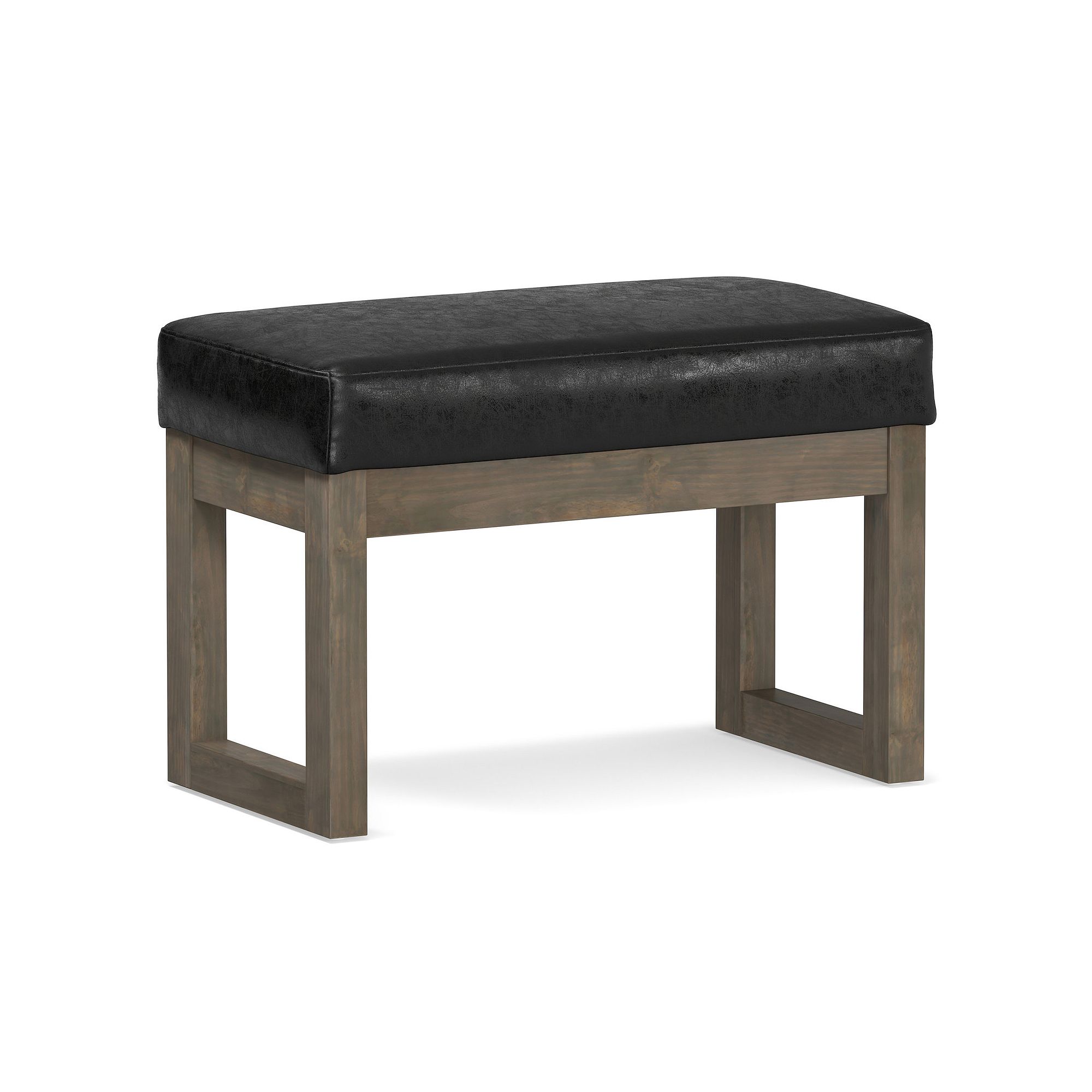 Simpli Home Milltown Contemporary Footrest Ottoman, Distressed Black